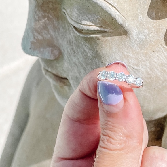 1.25tcw 925/Rhodium 5 Stone Anniversary Ring - Picture 8 of 15